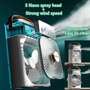 Portable Air Conditioner Fan, Humidifier, USB electric Fan, water mist, mini portable fan