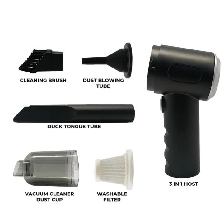 3 in 1 Car Mini Vacuum Cleaner with Blower Wireless Portable Rechargeable Handheld High Power Suction Vacuum Cleaning Machine for Home - Image 4